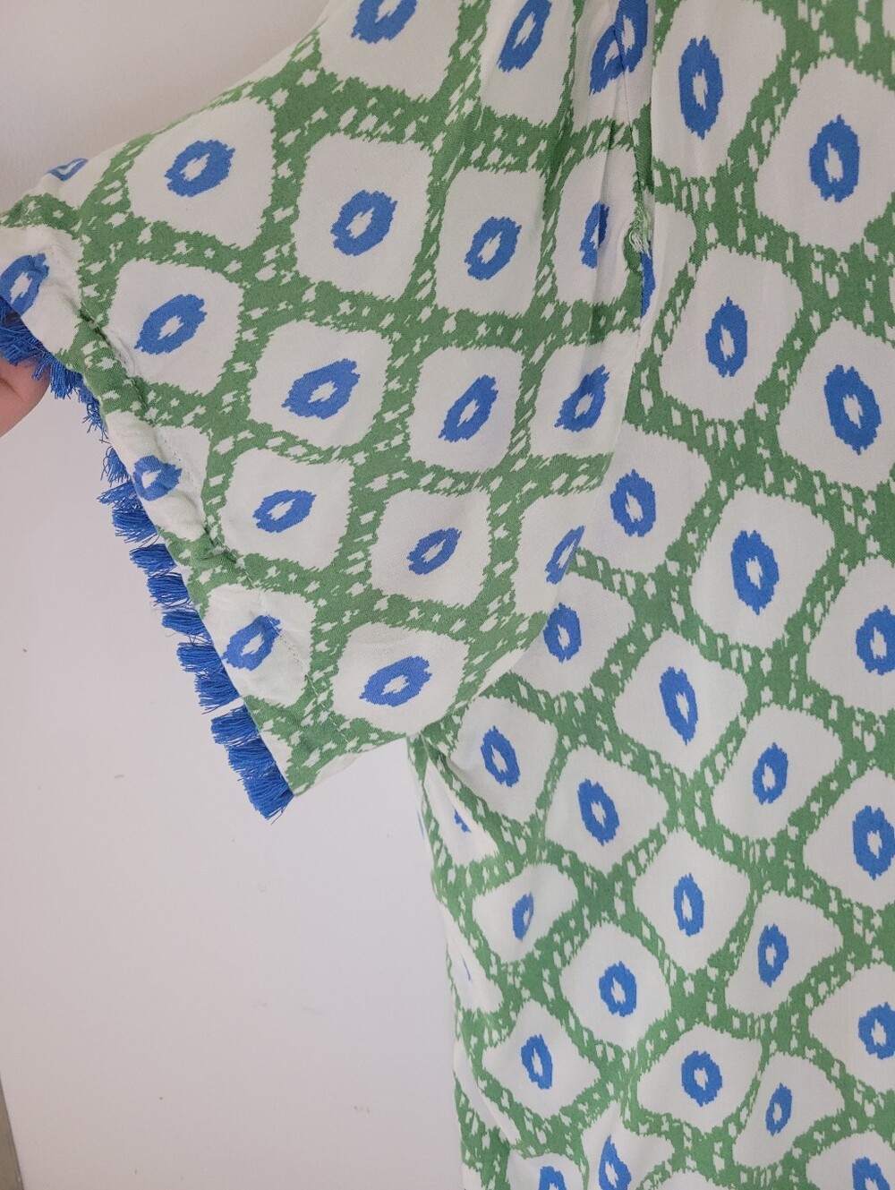 Jaclyn Intimates 1X Green & Blue Geometric Button-Front Pajama Set - Picture 7 of 9